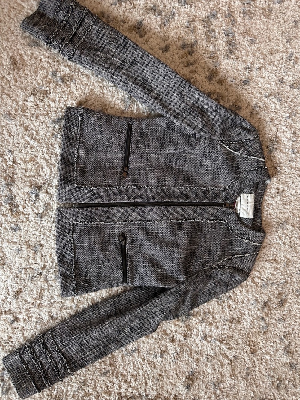 Banana Republic Black & White Textured Girls' Zip Jacket